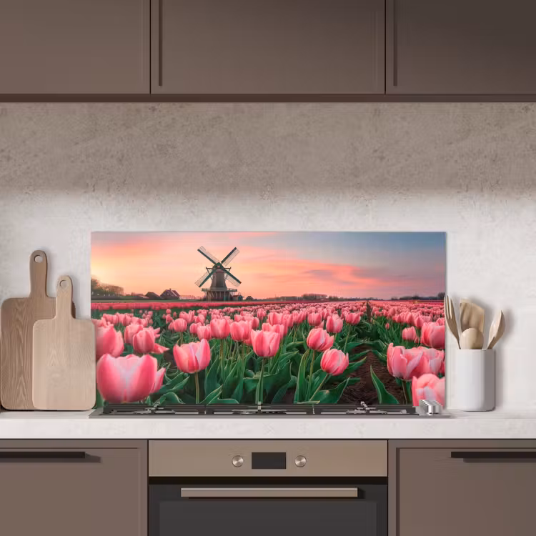 Tulpen - Molen - Nederland keuken achterwand spatscherm middel -sfeer2