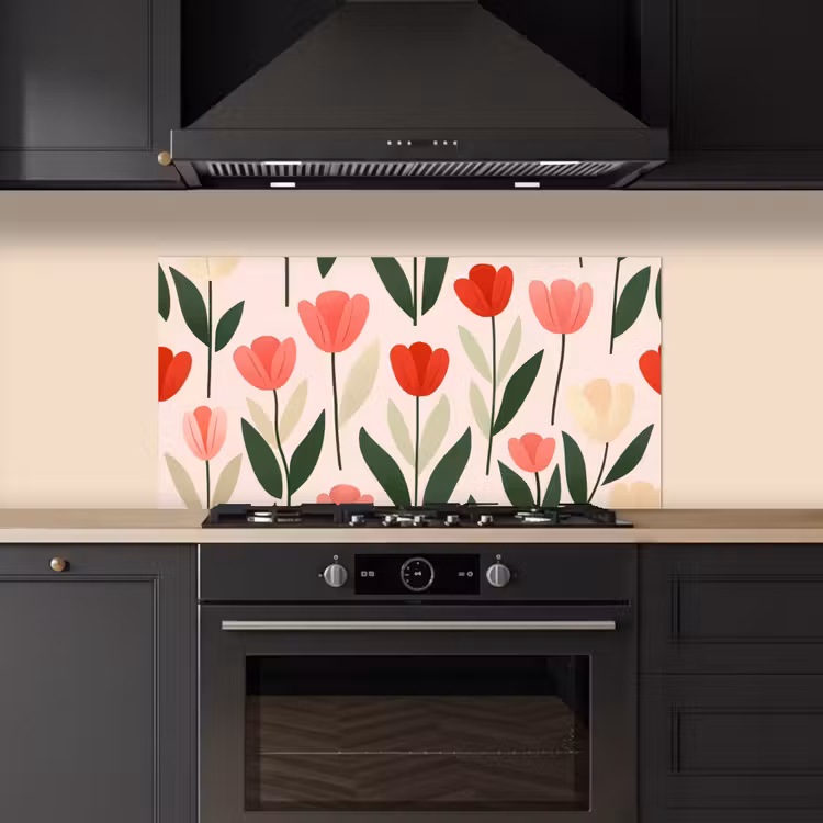 Tulpen - Modern - Roze keuken achterwand spatscherm middel -sfeer1