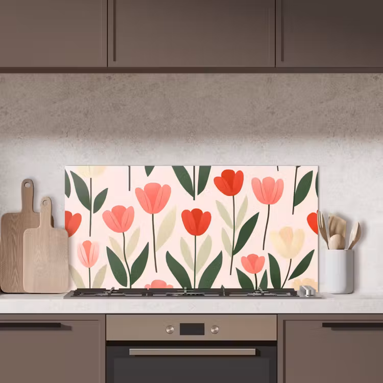Tulpen - Modern - Roze keuken achterwand spatscherm middel -sfeer2