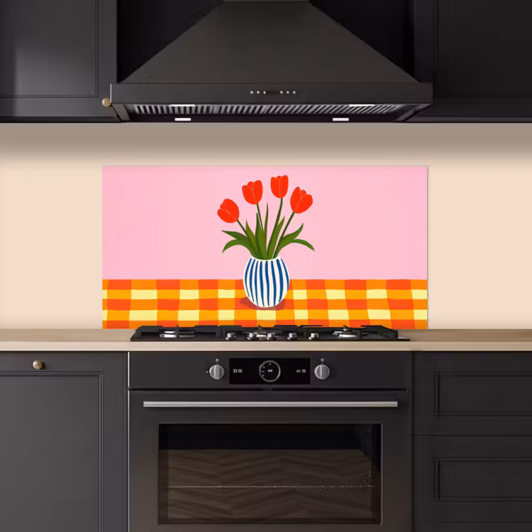 Tulpen - Roze - Vaas keuken achterwand spatscherm middel -sfeer1