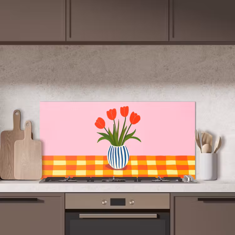 Tulpen - Roze - Vaas keuken achterwand spatscherm middel -sfeer2