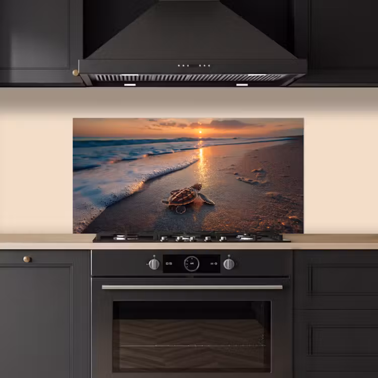 Schildpad - strand - Zonsondergang keuken achterwand spatscherm middel -sfeer1