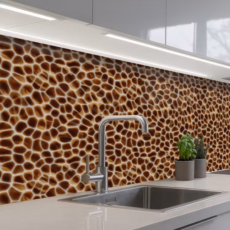 Schildpad - Patroon - Bruin keuken achterwand 2 groot 857 -3d_schuin