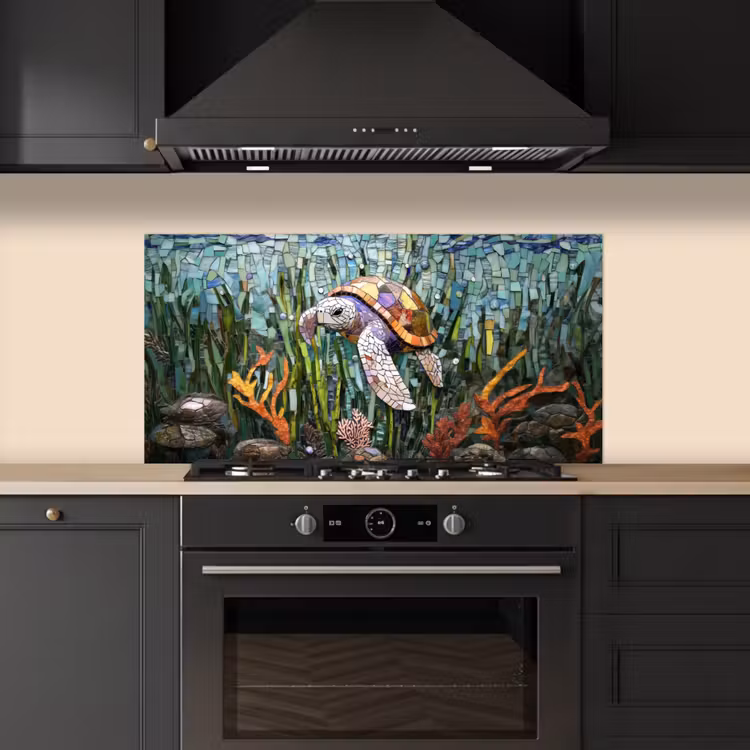 Schildpad - Zeewier - Mozaïek keuken achterwand spatscherm middel -sfeer1