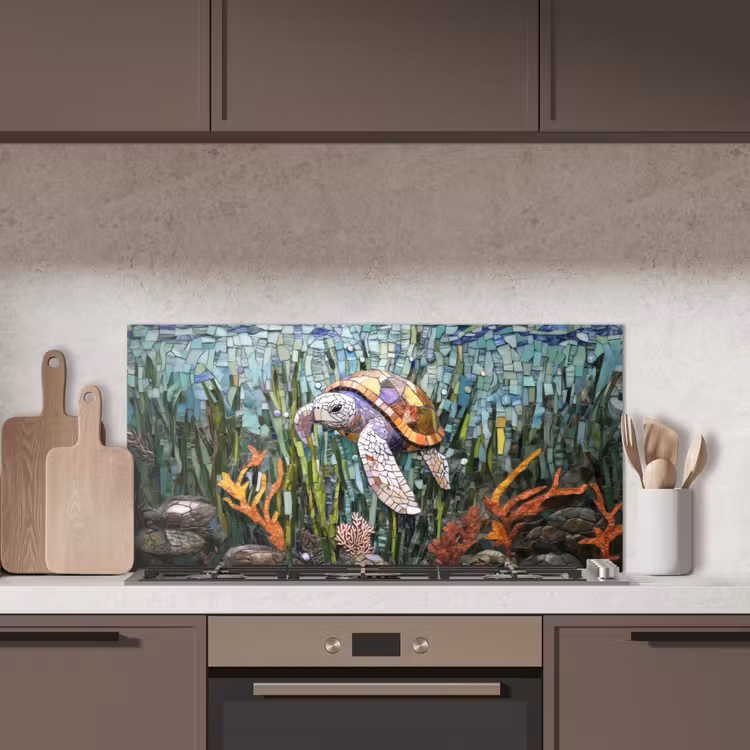 Schildpad - Zeewier - Mozaïek keuken achterwand spatscherm middel -sfeer2