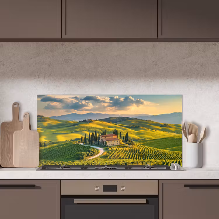 Toscane - Landschap - Wijngaarden keuken achterwand spatscherm middel -sfeer2
