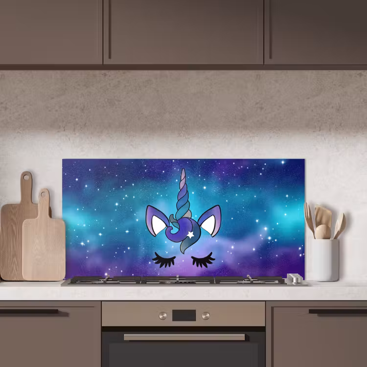 Eenhoorn - Sterrenhemel - Ster - Blauw keuken achterwand spatscherm middel -sfeer2