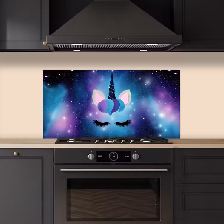 Eenhoorn - Sterren - Blauw keuken achterwand spatscherm middel -sfeer1