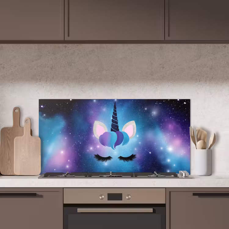 Eenhoorn - Sterren - Blauw keuken achterwand spatscherm middel -sfeer2