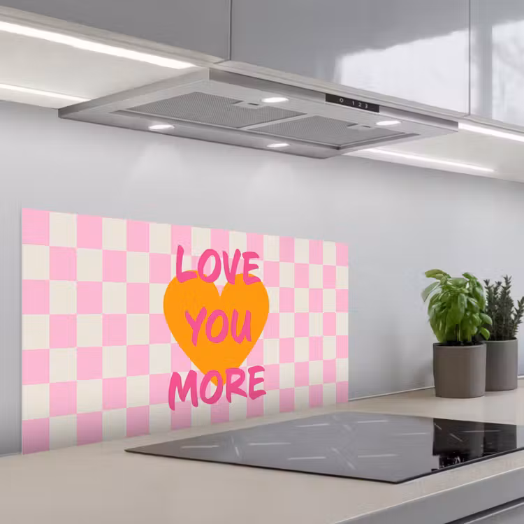 Valentijn - Love - Roze - Oranje keuken achterwand spatscherm middel -3d_schuin