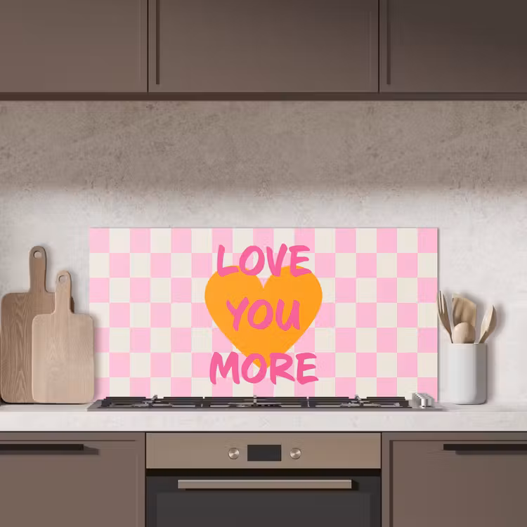 Valentijn - Love - Roze - Oranje keuken achterwand spatscherm middel -sfeer2