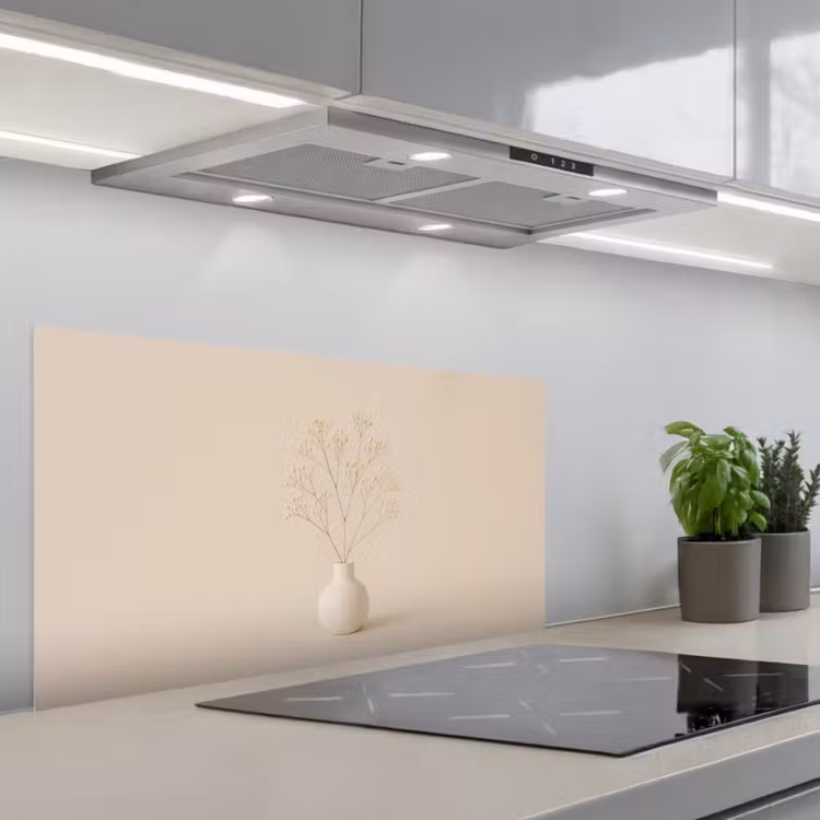 Vaas - Takken - Bloemetjes - Wit keuken achterwand spatscherm middel -3d_schuin