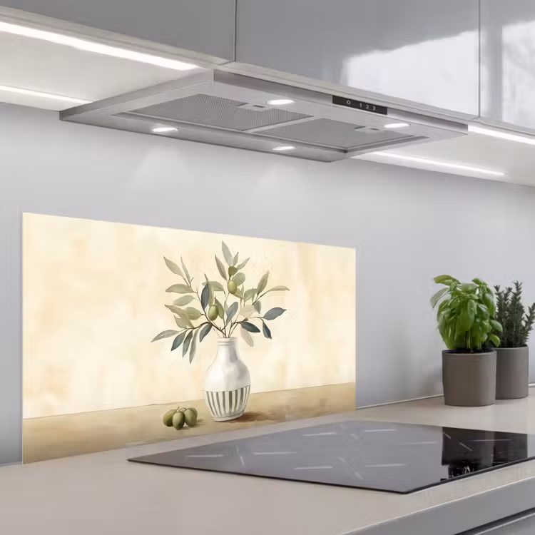 Vaas - Keramiek - Olijftakken keuken achterwand spatscherm middel -3d_schuin