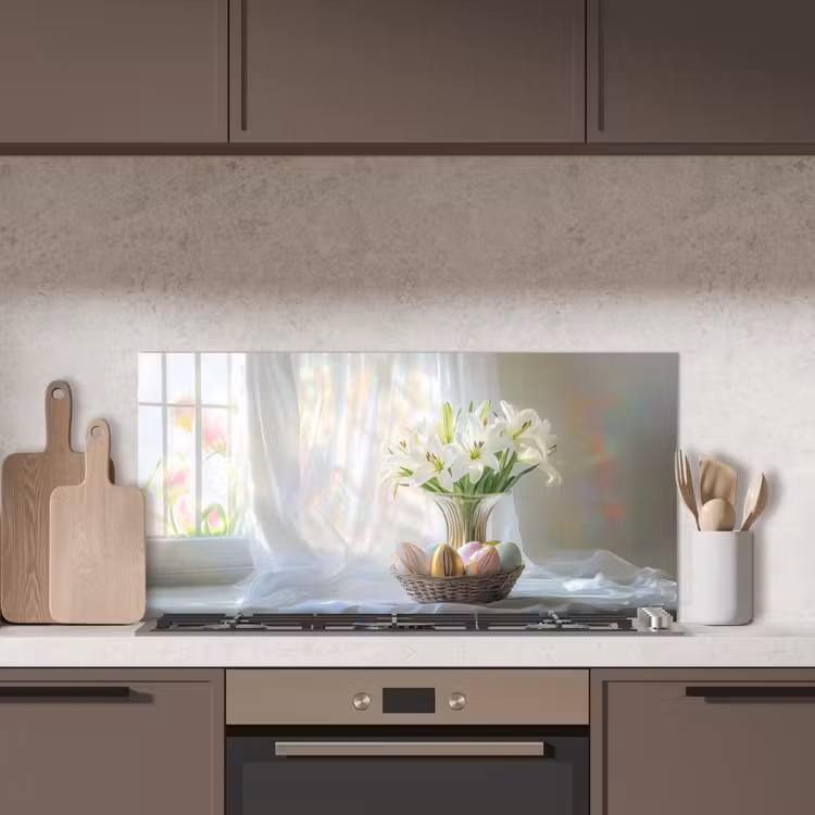 Vaas - Eieren - Bloemen keuken achterwand spatscherm middel -sfeer2