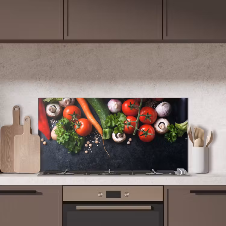 Groente - Kruiden - Specerijen - Zwart - Rustiek - Keuken keuken achterwand spatscherm middel -sfeer2