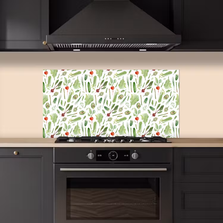 Groente - Patroon - Groen - Rood keuken achterwand spatscherm middel 899 -sfeer1