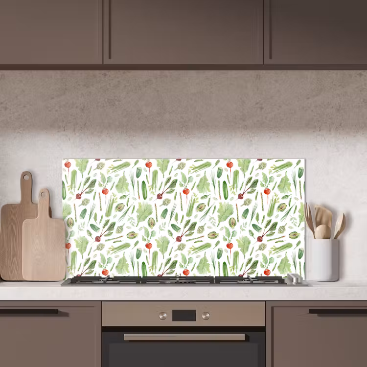 Groente - Patroon - Groen - Rood keuken achterwand spatscherm middel 899 -sfeer2