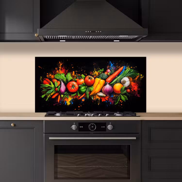 Groente - Eten - Kruiden - Graffiti - Koken keuken achterwand spatscherm middel -sfeer1