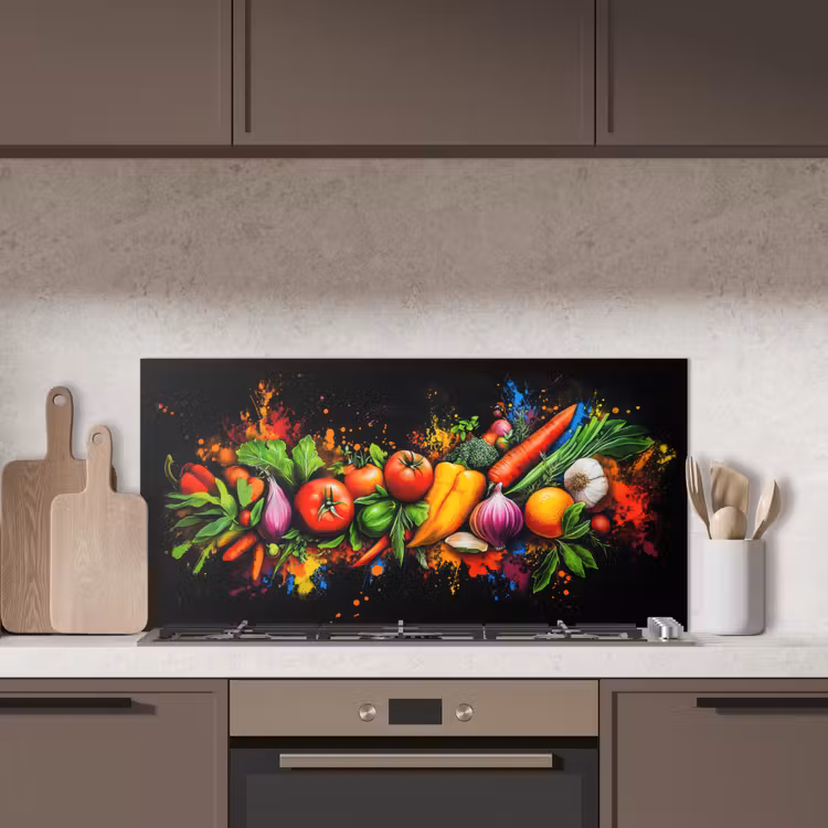 Groente - Eten - Kruiden - Graffiti - Koken keuken achterwand spatscherm middel -sfeer2