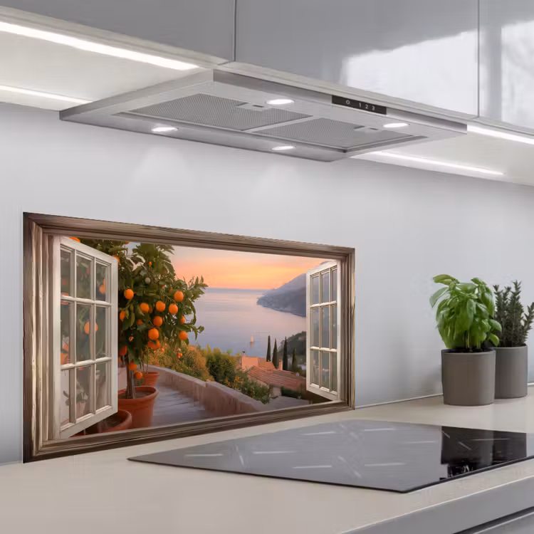 Doorkijk - Uitzicht - Meer - Landschap keuken achterwand spatscherm middel -3d_schuin