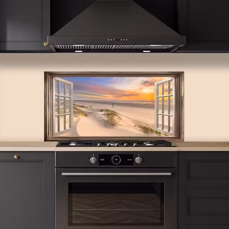 Doorkijk - Strand - Duinen - Natuur - Landschap keuken achterwand spatscherm middel -sfeer1
