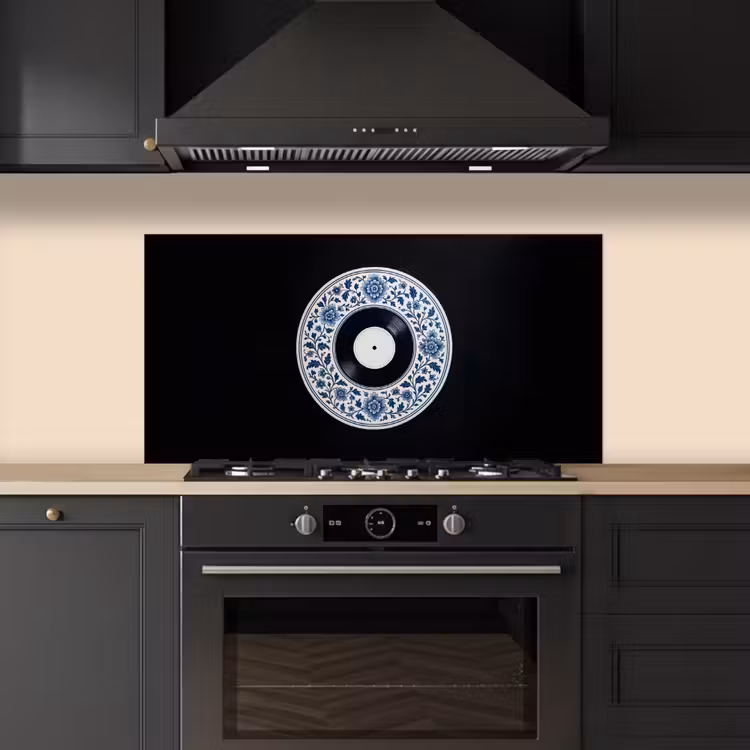 Vinyl - LP - Delfts Blauw - Muziek keuken achterwand spatscherm middel -sfeer1