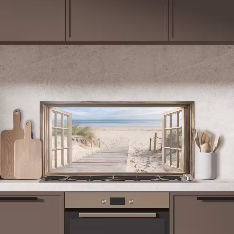 Doorkijk - Strand - Duinen - Pad - Landschap keuken achterwand spatscherm middel -sfeer2