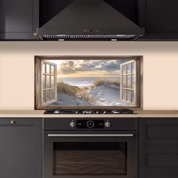 Doorkijk - Strand - Duinen - Zee - Natuur keuken achterwand spatscherm middel -sfeer1