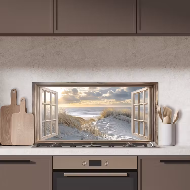 Doorkijk - Strand - Duinen - Zee - Natuur keuken achterwand spatscherm middel -sfeer2