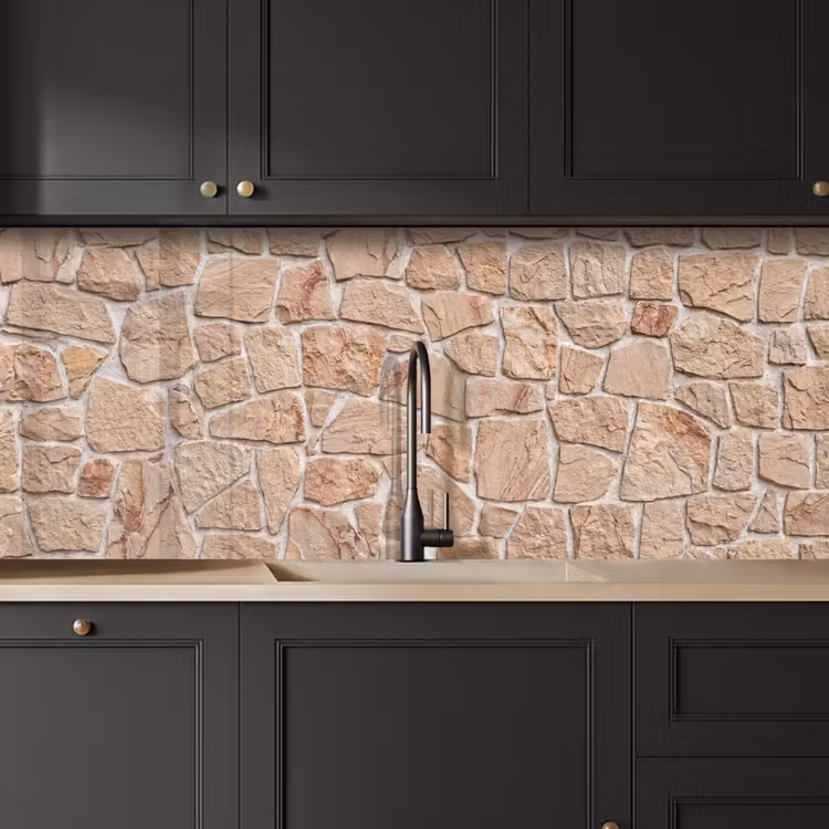 Muur - Steen - Patroon - Rustiek - Beige keuken achterwand 2 middel -sfeer1