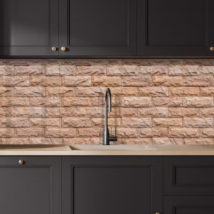 Muur - Steen - Ruw - Textuur - Beige keuken achterwand 2 middel -sfeer1