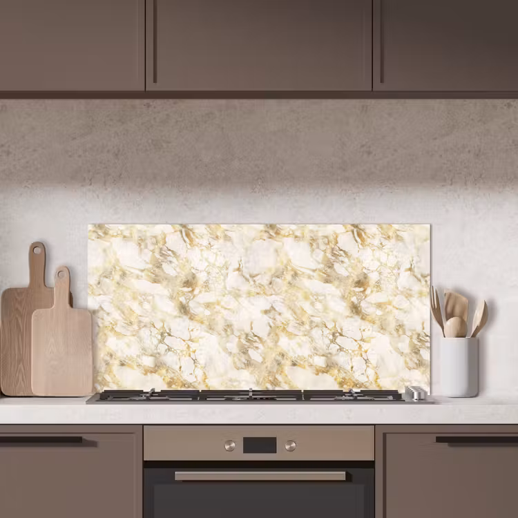 Warm - Gouden - Marmer - Patroon keuken achterwand spatscherm middel 899 -sfeer2