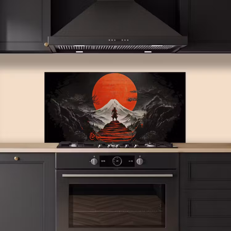 Krijger - Rode trappen - Zon - Berg keuken achterwand spatscherm middel -sfeer1