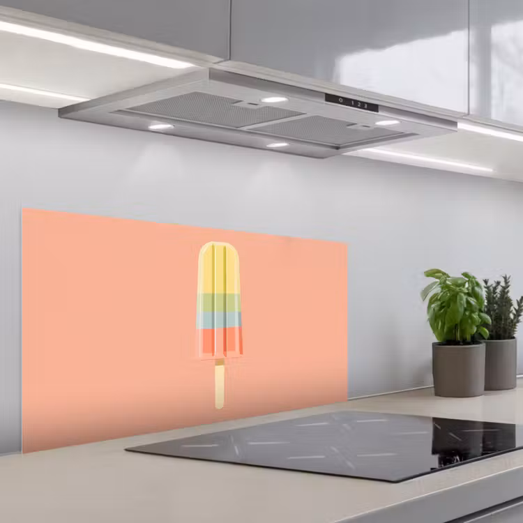 Waterijsje - Pasteltinten - Minimalistisch keuken achterwand spatscherm middel -3d_schuin