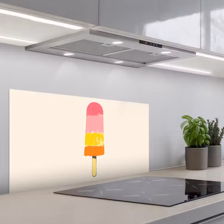 Waterijsje - Retro - Stokje - Roze keuken achterwand spatscherm middel -3d_schuin