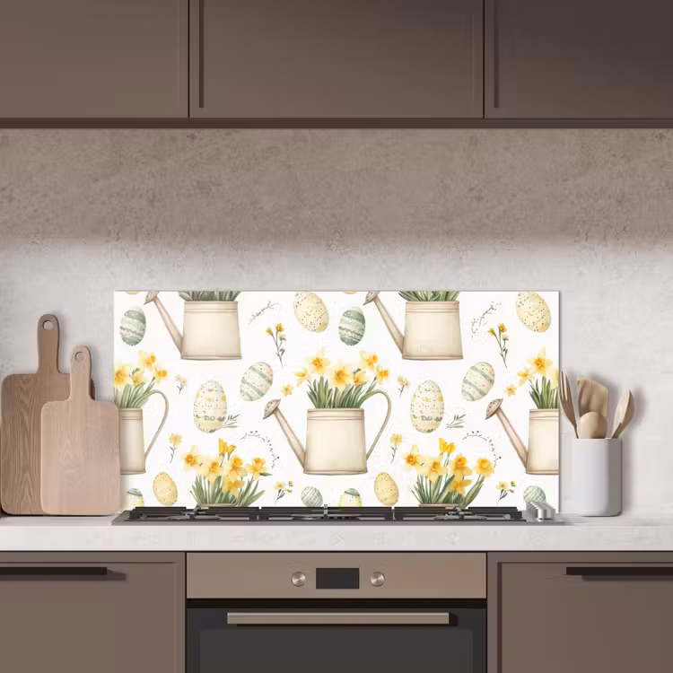 Gieter - Bloemen - Eieren keuken achterwand spatscherm middel -sfeer2