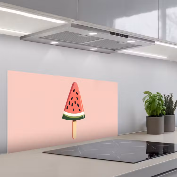 Watermeloen - Ijsje - Pitjes - Rood keuken achterwand spatscherm middel -3d_schuin