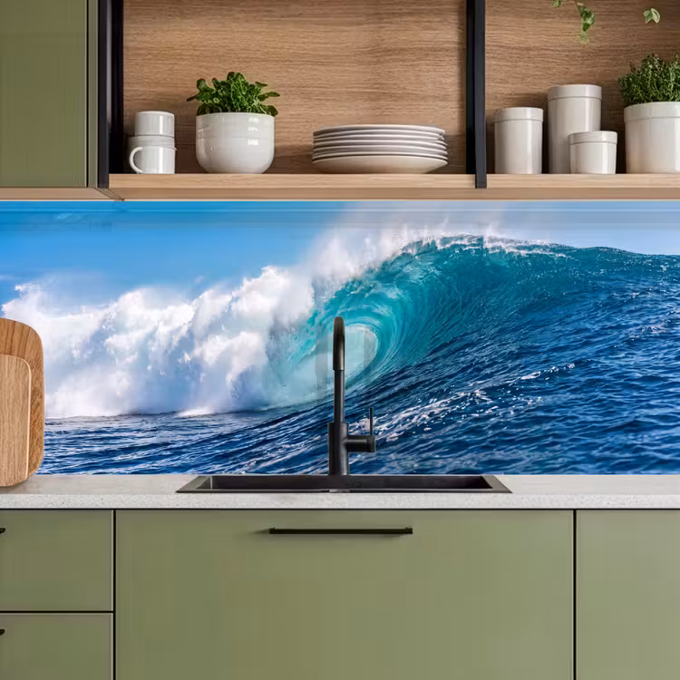 Golf - Oceaan - Water - Dynamisch - Blauw keuken achterwand 2 middel -sfeer3