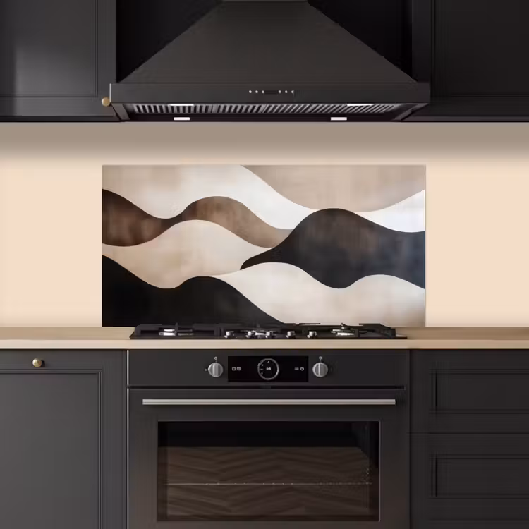 Golven - Abstract - Beige keuken achterwand spatscherm middel -sfeer1