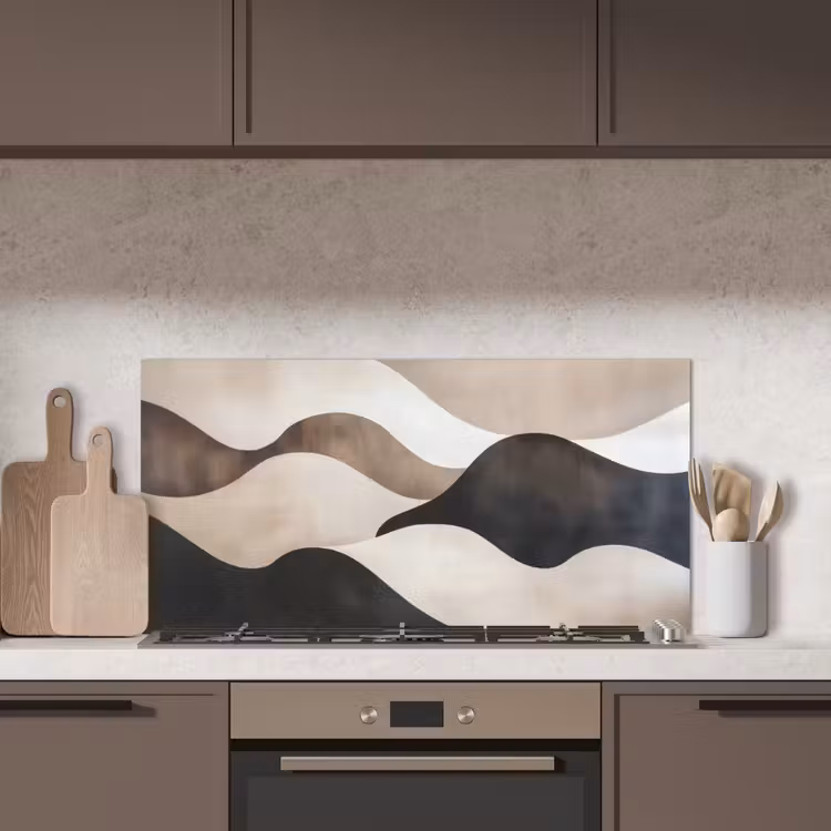 Golven - Abstract - Beige keuken achterwand spatscherm middel -sfeer2