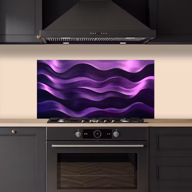Golven - Abstract - Paars keuken achterwand spatscherm middel -sfeer1