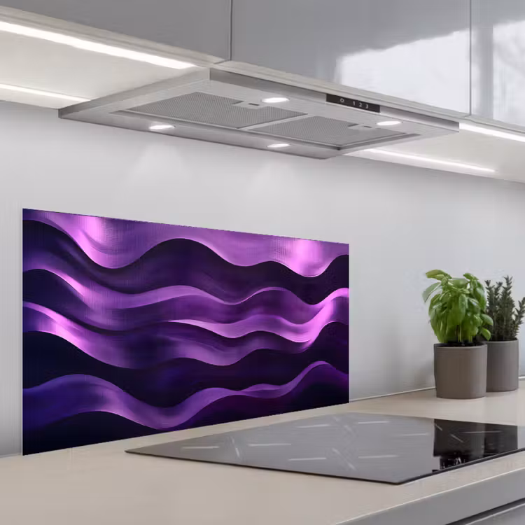 Golven - Abstract - Paars keuken achterwand spatscherm middel -3d_schuin