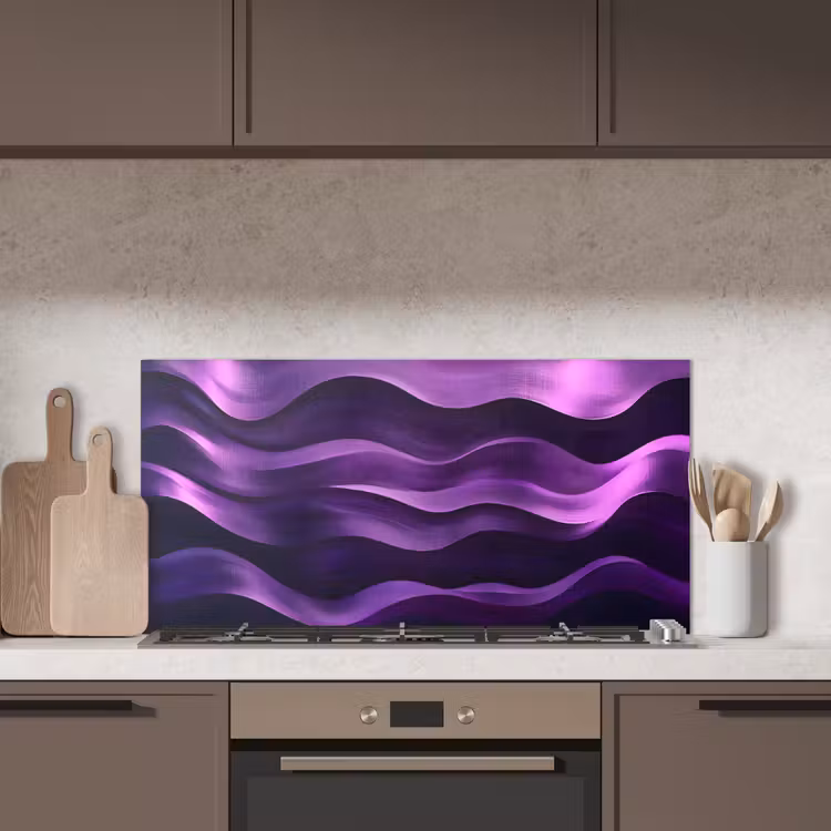 Golven - Abstract - Paars keuken achterwand spatscherm middel -sfeer2