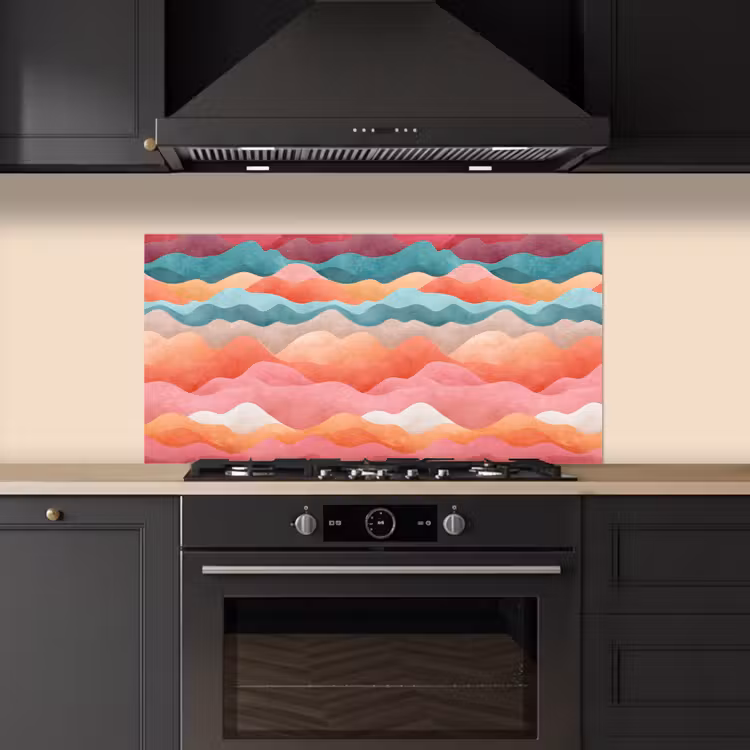 Golven - Kleurrijk - Abstract keuken achterwand spatscherm middel -sfeer1