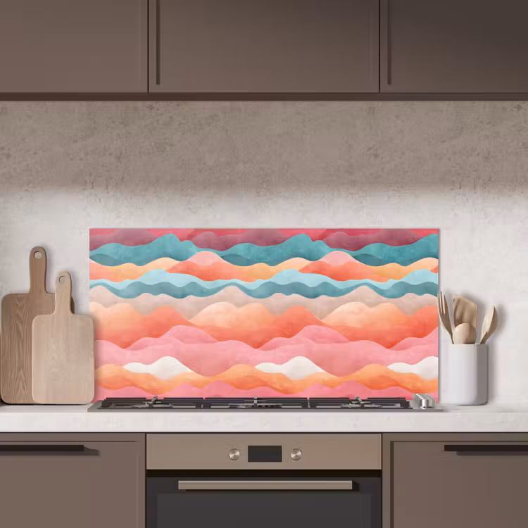 Golven - Kleurrijk - Abstract keuken achterwand spatscherm middel -sfeer2