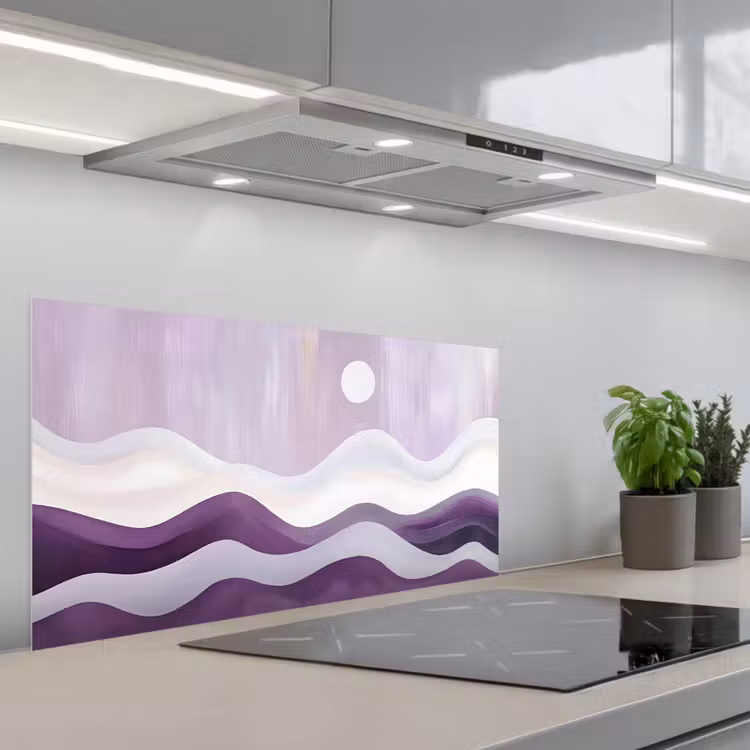 Golven - Heuvels - Abstract - Paars keuken achterwand spatscherm middel -3d_schuin