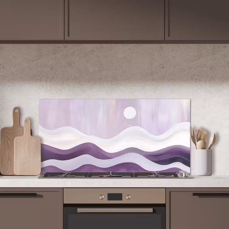 Golven - Heuvels - Abstract - Paars keuken achterwand spatscherm middel -sfeer2