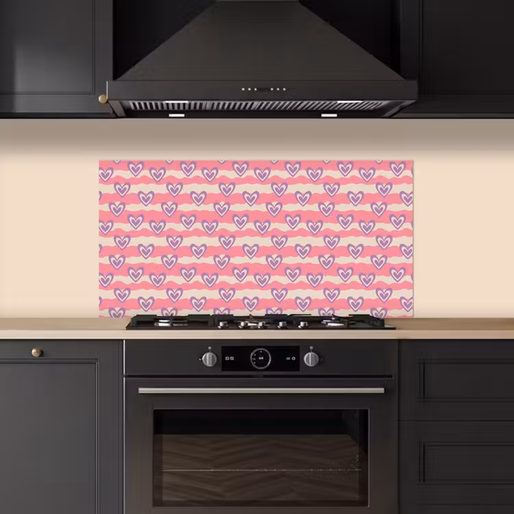 Golven - Patroon - Hartjes - Retro keuken achterwand spatscherm middel 899 -sfeer1
