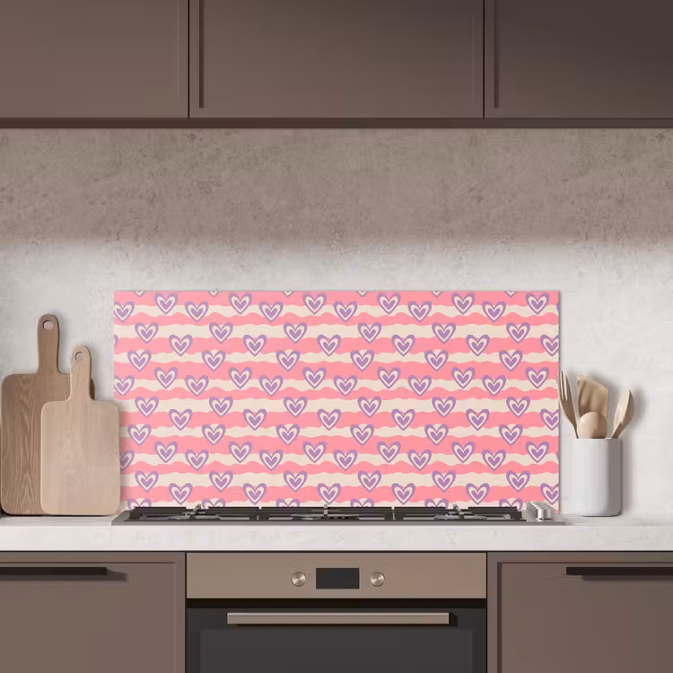 Golven - Patroon - Hartjes - Retro keuken achterwand spatscherm middel 899 -sfeer2