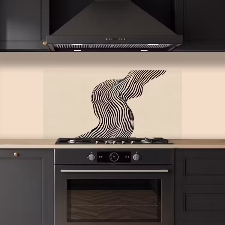 Golvend - Lijnen - Abstract - Silhouet keuken achterwand spatscherm middel -sfeer1